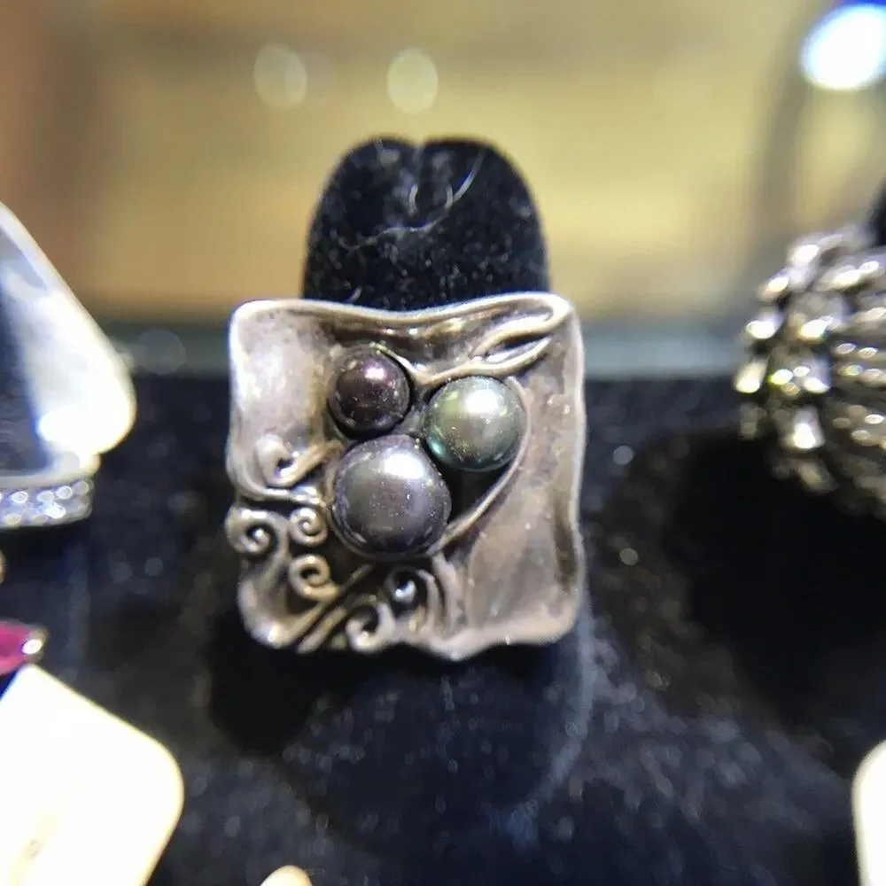 Robson Jewelers Ring Sz6.5 Silver/Pearls 925 NWT (All Stones Simulated)